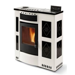 Poêle à granules ventilé extra plat céramique - PheboStufe Iris 11.5 kW