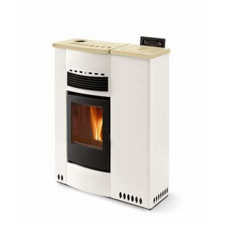 Poêle à granules ventilé extra plat céramique - ORIGINE PHEBO Talia Maxi 11.5 kW