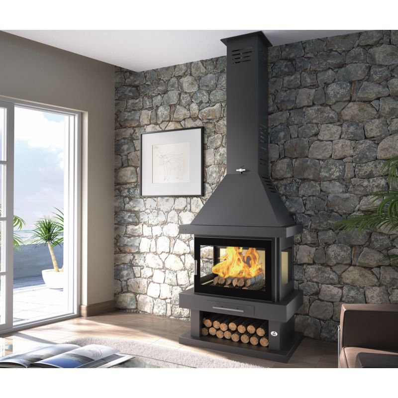 Poêle à bois cheminée 3 vitres  - FIREMATIC Vegas 13.8 kW