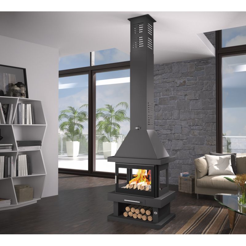 Poêle à bois cheminée 4 faces - FIREMATIC Kingston 10.5 kW