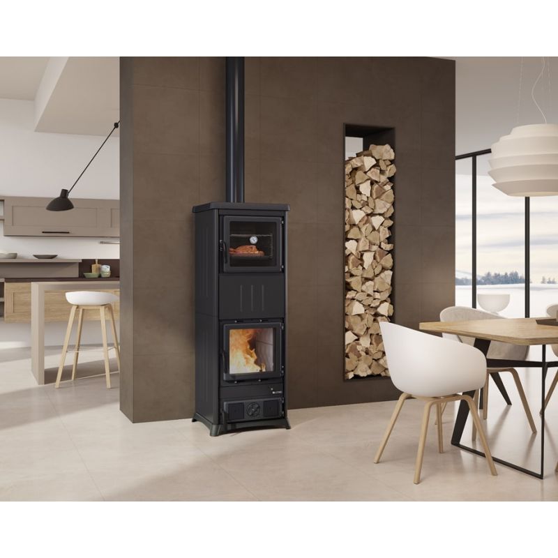 Poêle à bois avec four raccordable - LA NORDICA Nova Forno Steel.16 11.8 kW