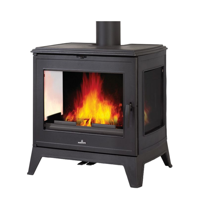 Poêle à bois en fonte 3 vitres - BRONPI Bury 14 kW