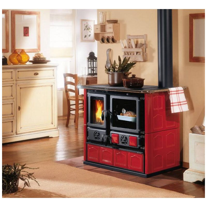 Cuisinière à bois raccordable - LA NORDICA Rosa.16 Maiolica Bordeaux 8.8 kW