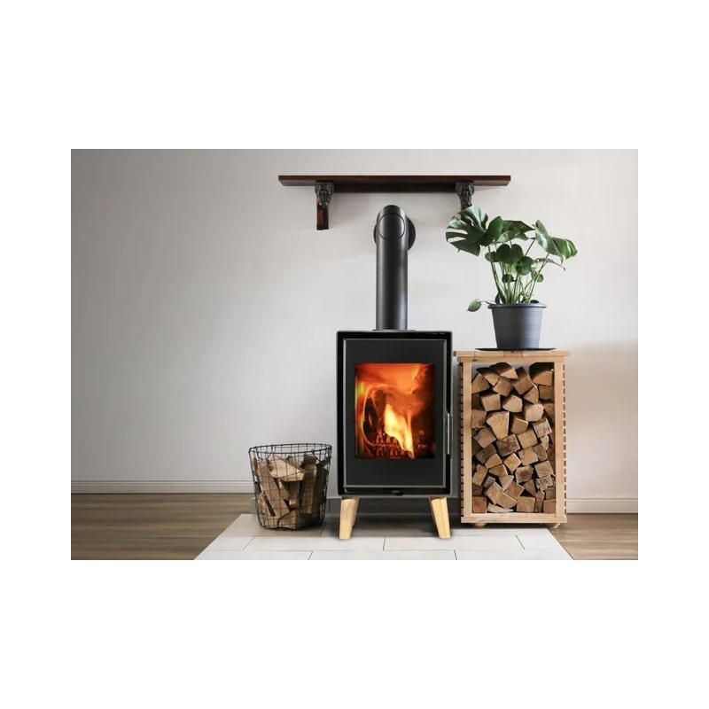Poêle à bois étanche - SUPRA Jacco pieds bois 4.8 kW
