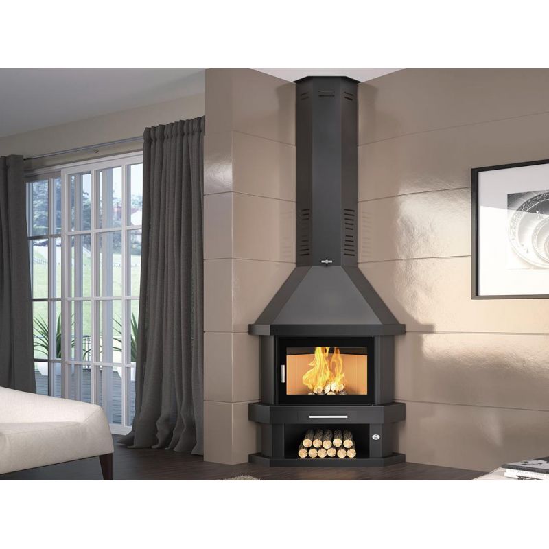 Poêle à bois cheminée d'angle - FIREMATIC Windsor 13.8 kW