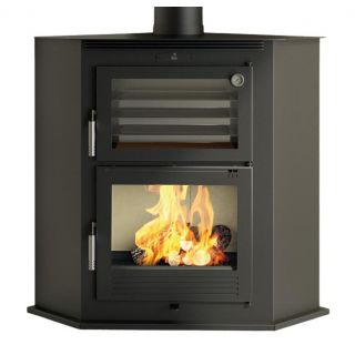 Poêle à bois foyer d'angle en fonte avec four - FIREMATIC Michigan 9.5 kW