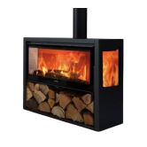 Poêle à bois raccordable 3 vitres - PANADERO Chopin 3V 8.2 kW