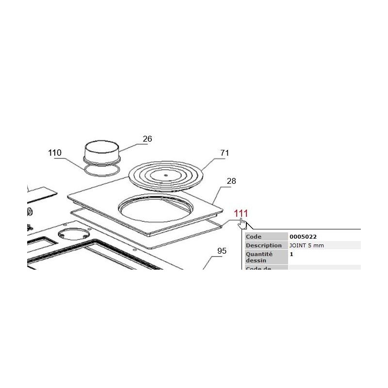 Joint 5mm pour plaque de cuisson - LA NORDICA