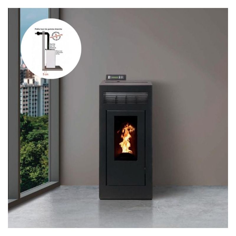 PACK : Poêle à granules étanche canalisable + Kit ventouse - INTERSTOVES Marina Concentrique 11 kW