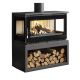 Poêle à bois raccordable 3 vitres - FIREMATIC Calgary - L 13.5 kW