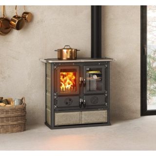Cuisinière à bois raccordable en pierre - LA NORDICA Rosetta.16 Petra 7.9 kW