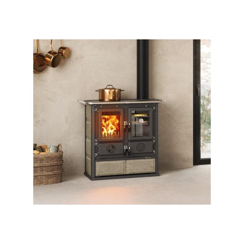 Cuisinière à bois raccordable en pierre - LA NORDICA Rosetta.16 Petra 7.9 kW