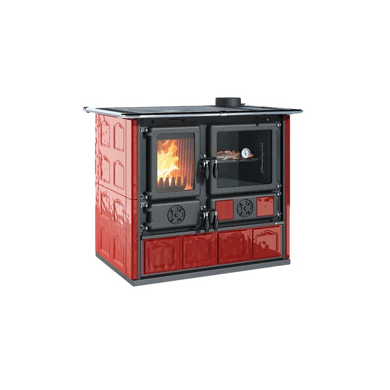 Cuisinière à bois raccordable - LA NORDICA Rosa 5.0 Maiolica Bordeaux 8.8 kW