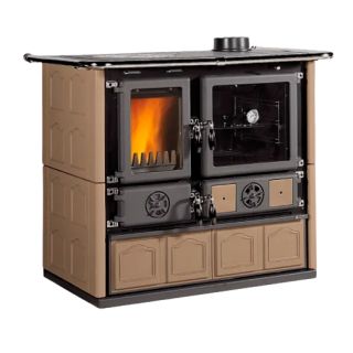 Cuisinière à bois raccordable - LA NORDICA Rosa 5.0 Maiolica Taupe 8.8 kW