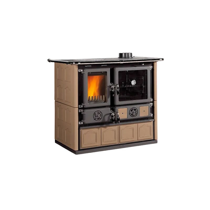 Cuisinière à bois raccordable - LA NORDICA Rosa 5.0 Maiolica Taupe 8.8 kW