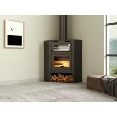 Poêle à bois d'angle ventilé avec four - FIREMATIC Flint 9.5 kW