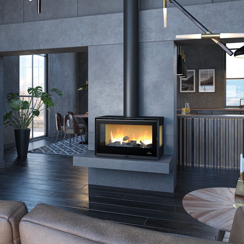 Poêle à bois 3 faces ventilé - BRONPI Bimba 70 3C 10 kW