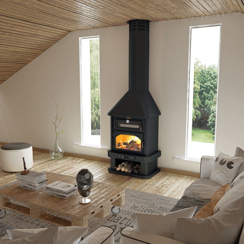 Poêle à bois cheminée avec four - BRONPI Ebro 15 kW