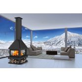 Cheminée à bois centrale 4 vitres - BRONPI Huelva 15 kW