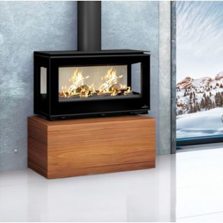 Poêle à bois moderne pose libre, suspendu ou avec bûcher - BRONPI Cairo 1103C Box 13 kW