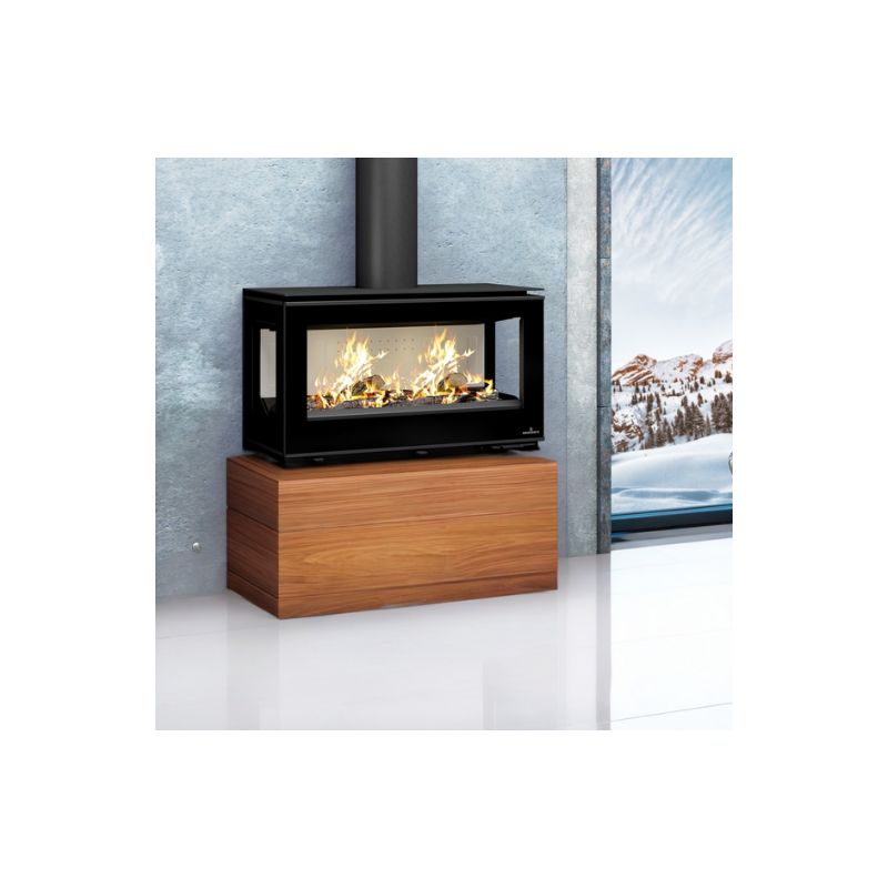 Poêle à bois moderne pose libre, suspendu ou avec bûcher - BRONPI Cairo 1103C Box 13 kW