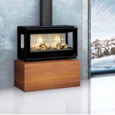 Poêle à bois moderne pose libre, suspendu ou avec bûcher - BRONPI Cairo 1103C Box 13 kW