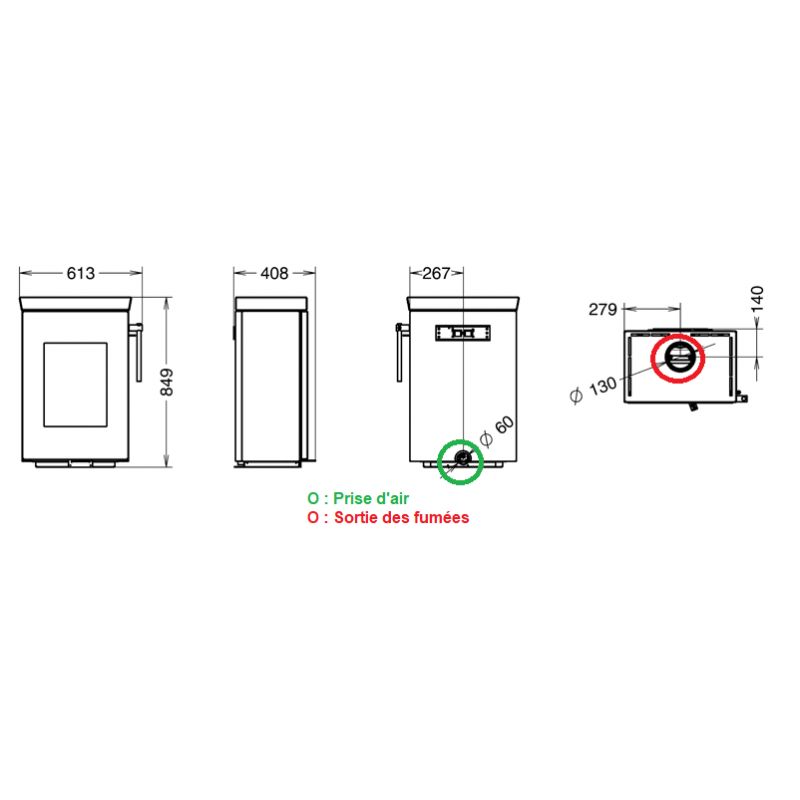 Poêle à bois design raccordable - THERMOROSSI Zen 5.9 kW