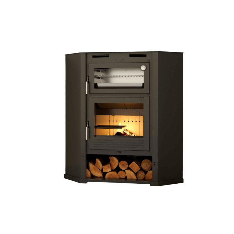 Poêle à bois d'angle avec four - FIREMATIC Flint 9.5 kW