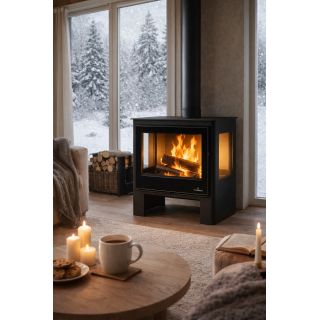 Poêle à bois 3 vitres raccordable - BRONPI Loreto 10 kW