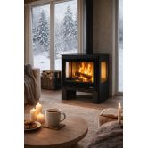 Poêle à bois 3 vitres raccordable - BRONPI Loreto 10 kW