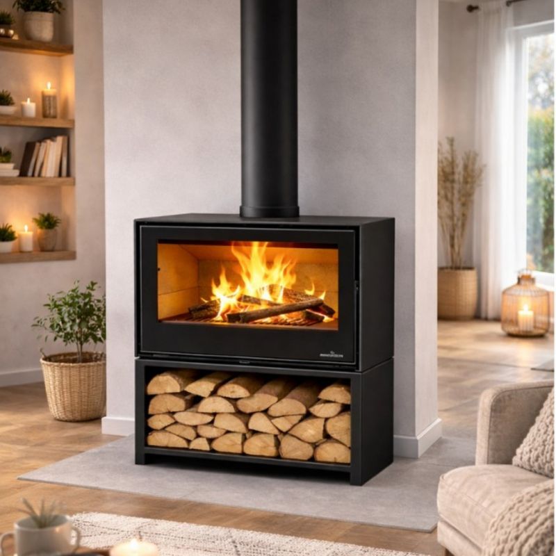 Poêle à bois avec bûcher - BRONPI Bimba 70 12 kW