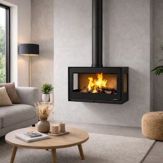 Poêle à bois 3 vitres ventilé - BRONPI Bimba 70 3C 10 kW