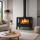 Poêle à bois 3 vitres ventilé sur pieds - BRONPI Bimba 70 3C 10 kW