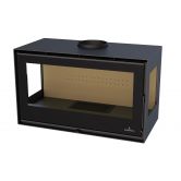 Poêle à bois 3 faces ventilé avec range-bûches - BRONPI Bimba 90 3C 13 kW