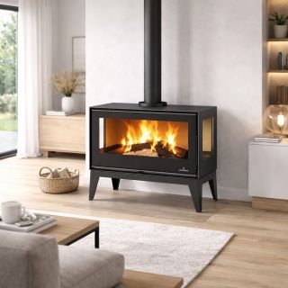 Poêle à bois 3 faces ventilé avec pieds - BRONPI Bimba 90 3C 13 kW