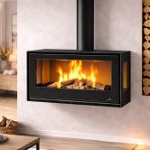 Poêle à bois 3 vitres ventilé suspendu - BRONPI Bimba 90 3C 13 kW