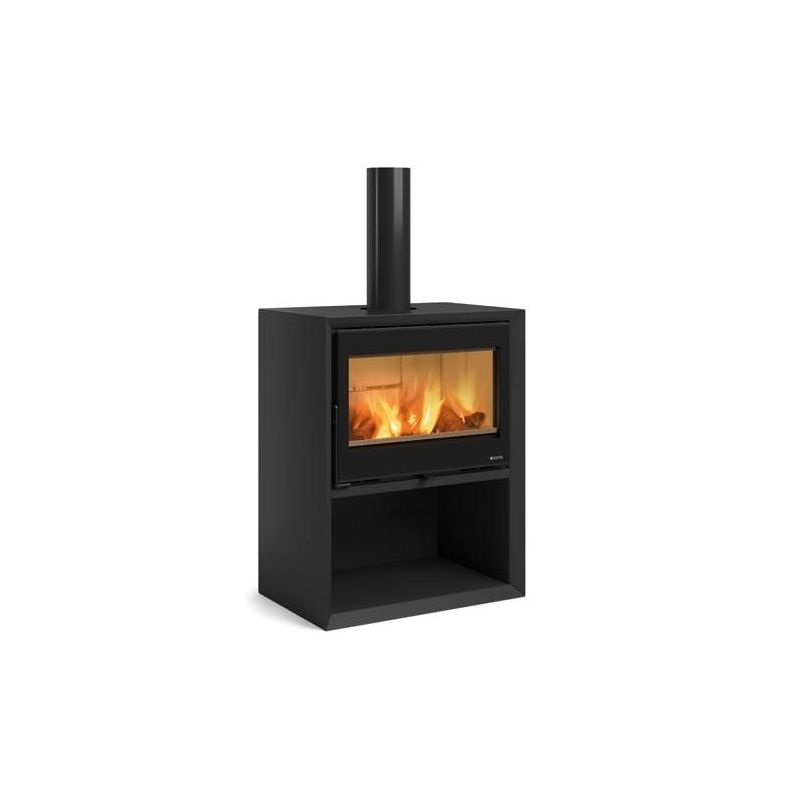 Poêle à bois raccordable - LA NORDICA Dante.16 avec range-bûches 12.4 kW