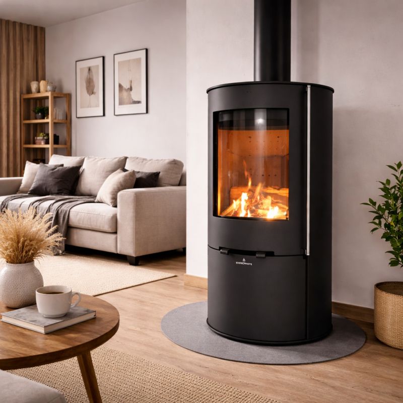 Poêle à bois rond raccordable - BRONPI Dover 9.4 kW