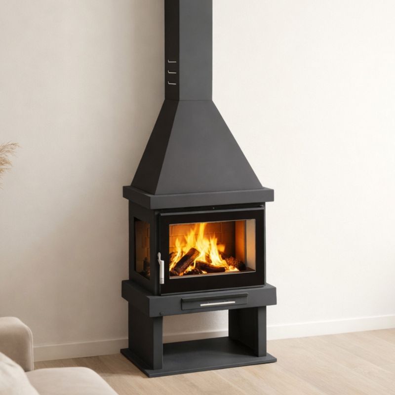 Poêle à bois cheminée 3 faces - FIREMATIC Indiana 10.5 kW