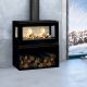 Poêle à bois moderne avec range bûches - BRONPI Cairo 903C Box 13 kW