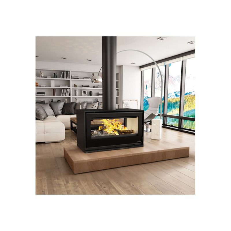 Poêle à bois double face pose libre - BRONPI Cairo 90-D Box 13 kW