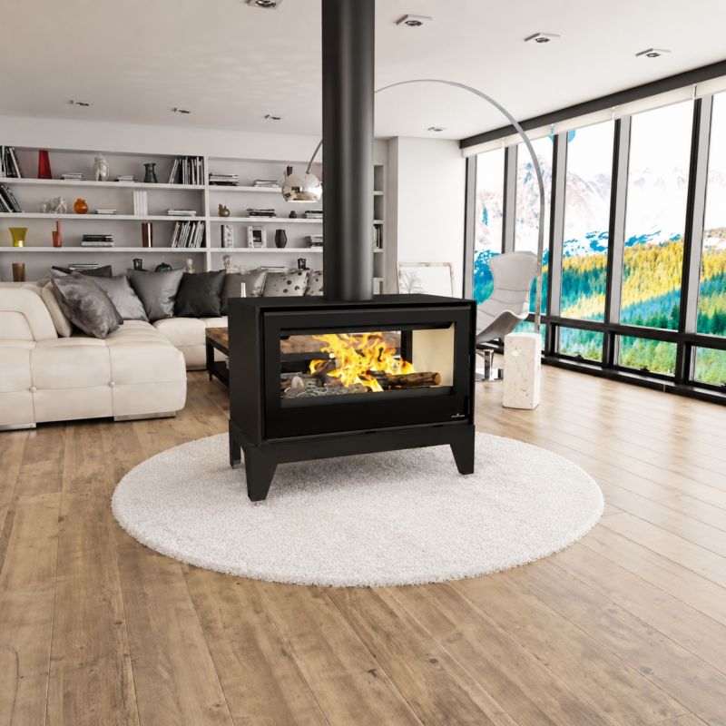 Poêle à bois double face sur pieds - BRONPI Cairo 90-D Box 13 kW