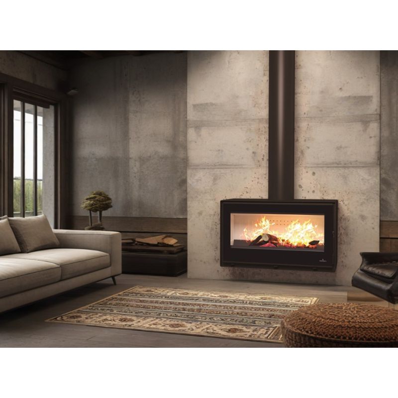 Poêle à bois moderne suspendu - BRONPI Cairo 110 Box 15 kW
