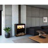 Poêle à bois moderne avec range bûches - BRONPI Cairo 110 Box 15 kW