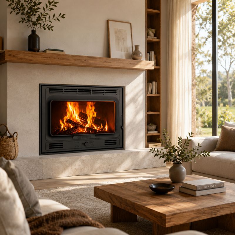 Insert à bois ventilé - EIDER BIOMASSA - Tracia Iron 70 10.4 kW