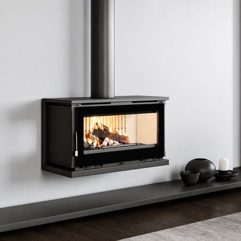 Poêle à bois ventilé suspendu raccordable - FIREMATIC Toronto - M 12.8 kW