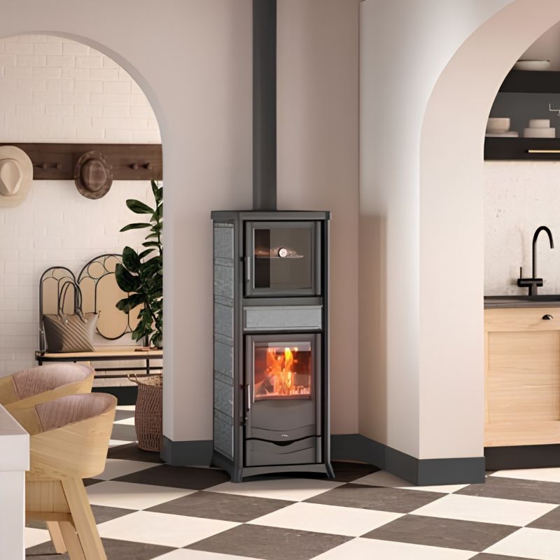 Poêle à bois avec four raccordable  - LA NORDICA Rossella Plus Forno.165 Petra 9.4 kW