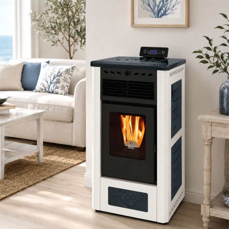 Poêle à granules en céramique - ORIGINE PHEBO Gea Bicolore 5S-8 7.5 kW