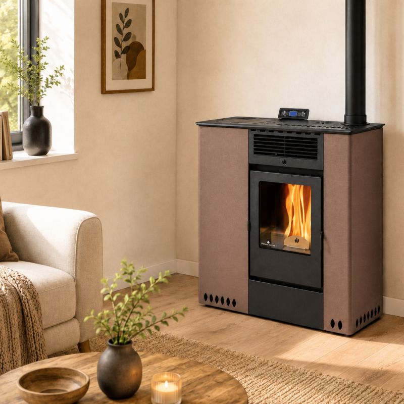 Poêle à granules extra plat - ORIGINE PHEBO Hera Reverse 11.5 kW