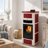 Poêle à granules en céramique - ORIGINE PHEBO Calipso Bicolore 12.7 kW